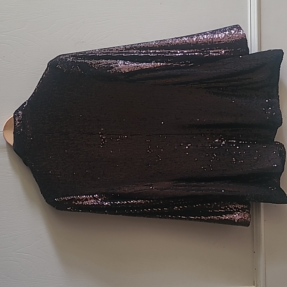 Express Shimmering Sequin Brown Blazer Sz M - Picture 4 of 8